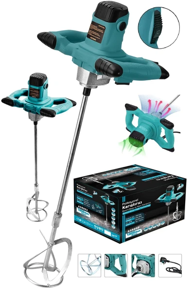 Assur Profesyonel 1800W Devir Ayarlı Elektrikli Alçı Boya Ve Harç Karıştırıcı Mikser ürün görseli 1