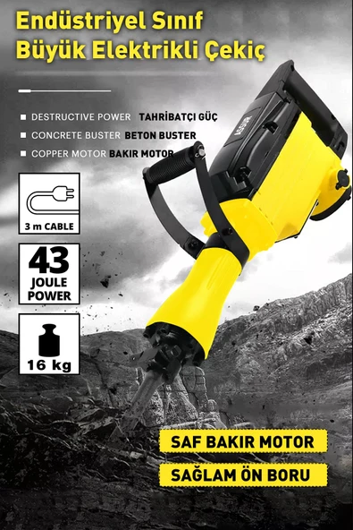 Assur 1800W Darbeli 16 Kg Kırıcı Delici Hilti - 3
