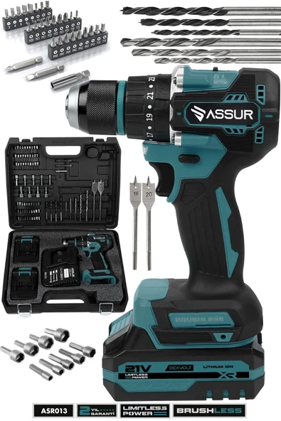 Assur Plus 21V Şarjlı Matkap Bakır Sargı Kömürsüz Motor Çelik Mandren Darbeli Akülü Vidalama ürün görseli 1