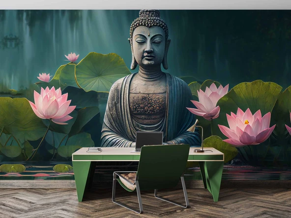 Buda Heykeli Temalı Duvar Kağıdı - Resim 3