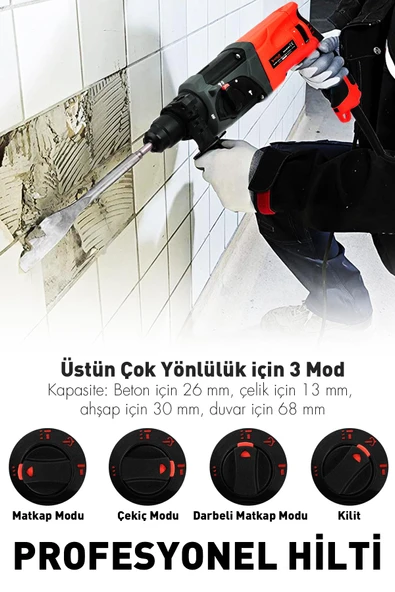 Assur 850W Darbeli Metal Şanzıman Kırıcı Delici Hilti Matkap - 2