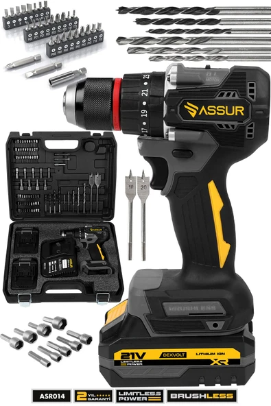 Assur 21V Şarjlı Matkap Kömürsüz Çelik Mandren Darbeli Akülü Vidalama ürün görseli 1