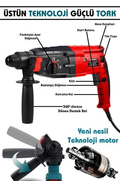 Assur Profesyonel Metal Şanzıman Kırıcı Delici Hilti Darbeli Matkap 2-28mm - Resim 2