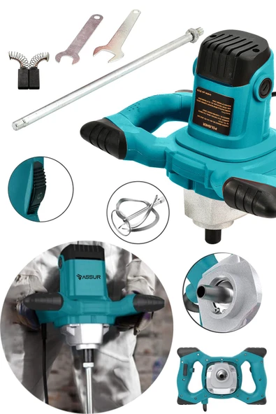 Assur Profesyonel 1800W Devir Ayarlı Elektrikli Alçı Boya Ve Harç Karıştırıcı Mikser - 2