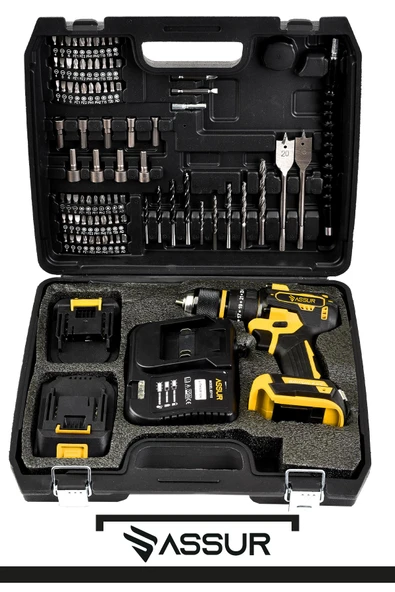 Assur 21V Bakır Sargı Kömürsüz Motor Çelik Mandren Darbeli Şarjlı Matkap Akülü Vidalama - Resim 2