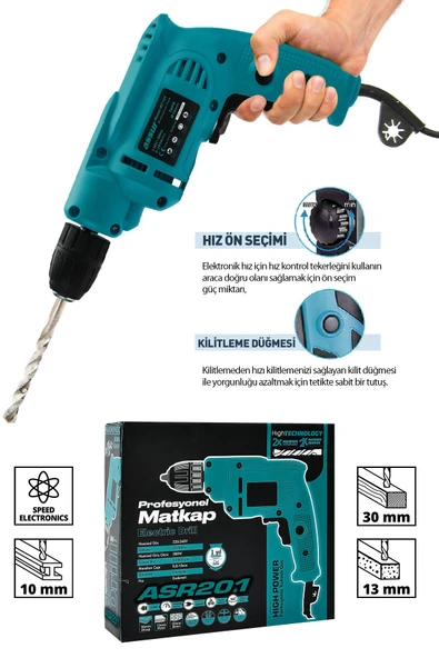 Assur 580W Metal Şanzıman 10mm Elektrikli Matkap - 2