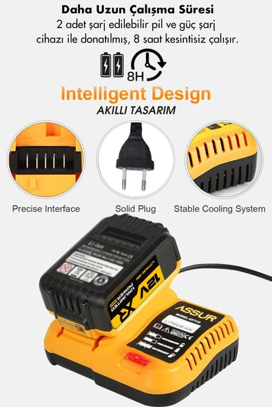 Assur 12V Çift Akü Şarjlı Matkap Metal Şanzıman Akülü Vidalama - 4