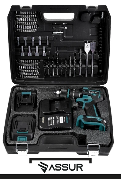 Assur Plus 21V Şarjlı Matkap Bakır Sargı Kömürsüz Motor Çelik Mandren Darbeli Akülü Vidalama - 2
