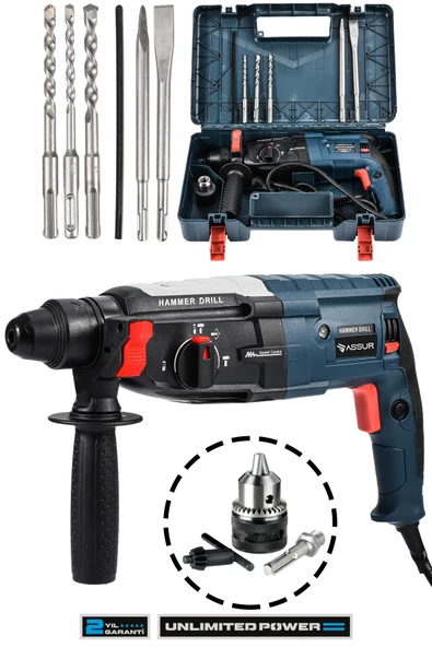 Assur 850W Metal Şanzıman Darbeli Matkap Kırıcı Delici Hilti 2-28mm ürün görseli 1