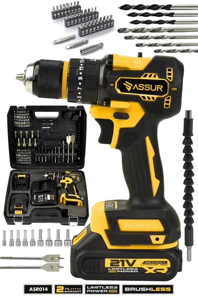Assur 21V Bakır Sargı Kömürsüz Motor Çelik Mandren Darbeli Şarjlı Matkap Akülü Vidalama ürün görseli 1