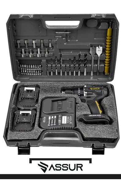 Assur 21V Şarjlı Matkap Kömürsüz Çelik Mandren Darbeli Akülü Vidalama - Resim 2