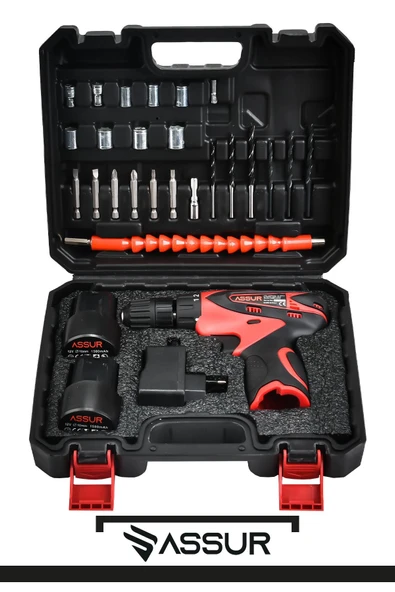 Assur 12V Çift Akü Şarjlı Matkap Akülü Vidalama - Resim 3