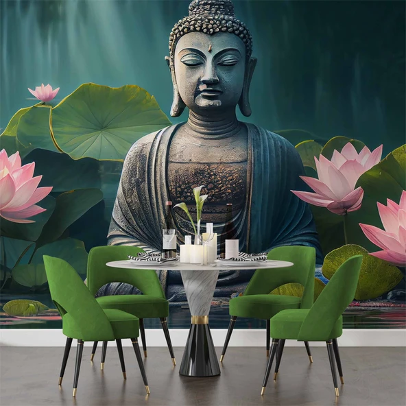 Buda Heykeli Temalı Duvar Kağıdı - Resim 4