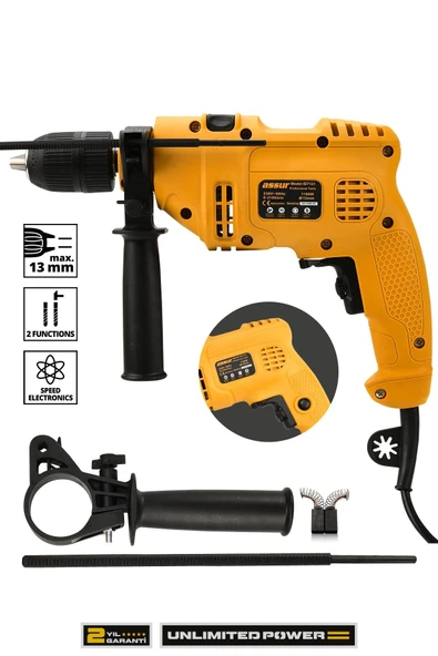 Assur 1100W Darbeli Metal Şanzıman 13mm Elektrikli Matkap
