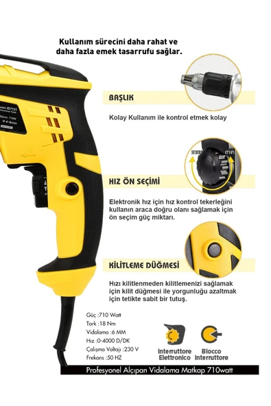 Assur 710W 90N.m Alçıpan Vida Tabancası - Resim 2