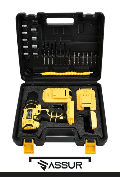 Assur 12V Çift Akülü Metal Şanzıman Şarjlı Darbeli Matkap Akülü Vidalama - Resim 2