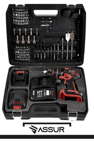 Assur 21V Şarjlı Matkap Kömürsüz Motor Çelik Mandren Darbeli Akülü Vidalama - 2
