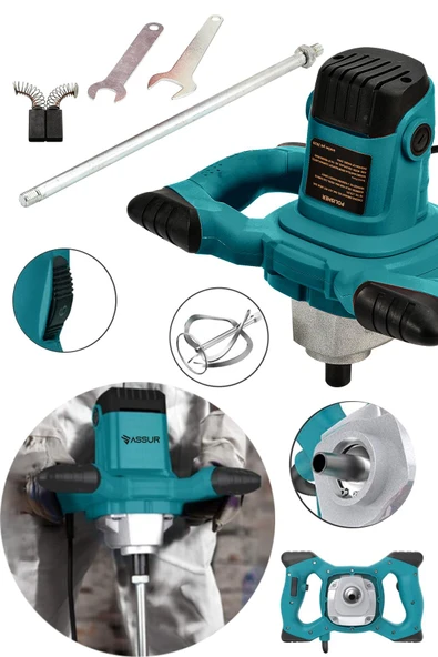 Assur Profesyonel 1800W Devir Ayarlı Elektrikli Alçı Boya Ve Harç Karıştırıcı Mikser - Resim 2