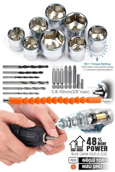 Assur 12V Çift Akü Şarjlı Matkap Akülü Vidalama - Resim 2