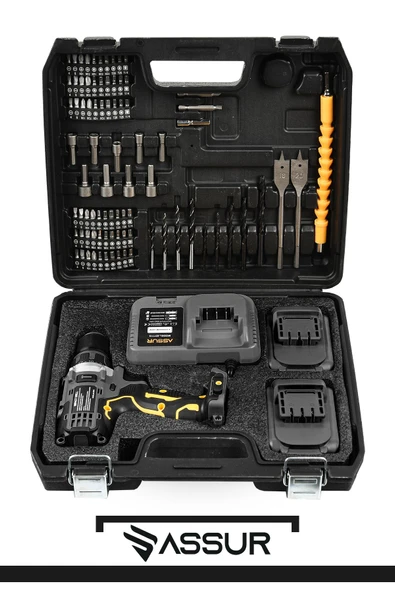 Assur 12V Çift Akülü Şarjlı Matkap Metal Şanzıman Bakır Sargılı Akülü Vidalama - Resim 2