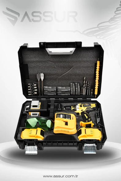 Assur Profesyonel 12V Çift Akülü Vidalama 84 Parça & 12 Köşe 360° Lazer Hizalama Set - 3