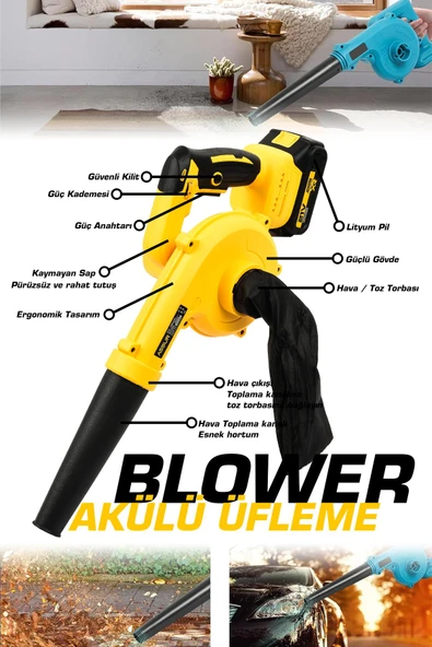 Assur Profesyonel 21v Çift Akülü Kompresör Şarjlı Hava Üfleme Makinesi - 2