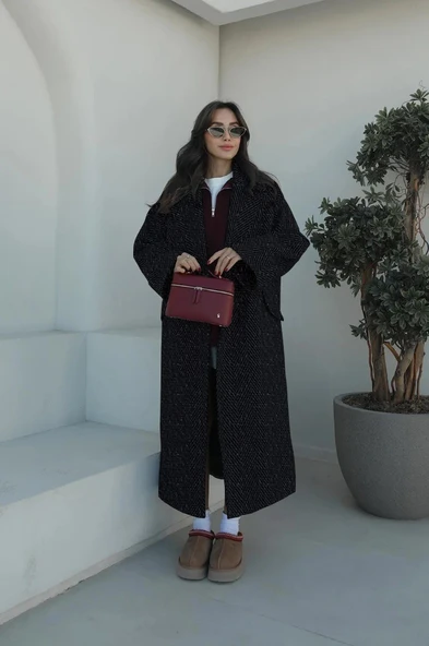 Salaş Balık Sırtı Desenli Kaşe Kaşmir Kaban astarlı - Resim 2