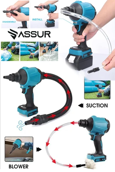 Assur Profesyonel 21V Çift Akü Hava Üfleme Şarjlı Hava Pompası - 2