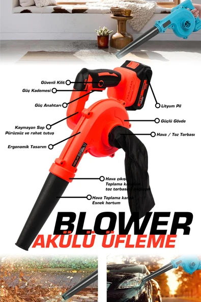 Assur Profesyonel 21v Çift Akülü Kompresör Şarjlı Hava Üfleme Makinesi - 2