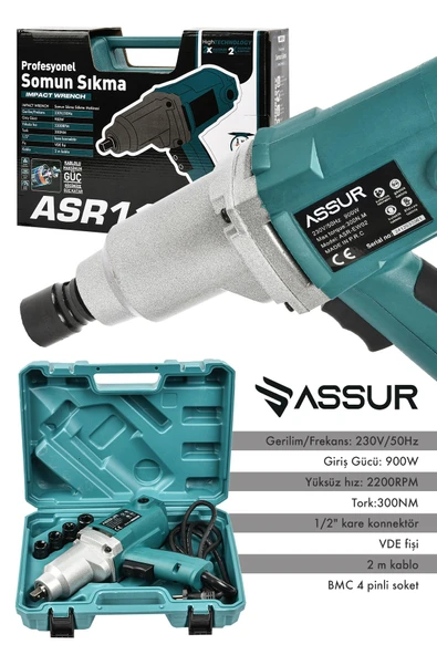 Assur Elektrikli 900W 300Nm Somun Sıkma Sökme Makinesi - 3