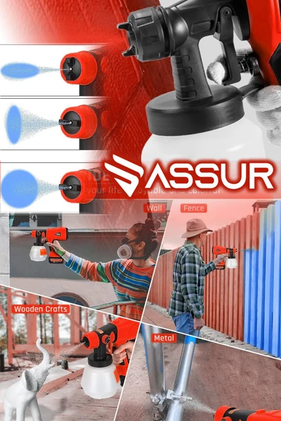 Assur Profesyonel 21V Çift Akülü 300 Mm Vernik Sprey Boya Püskürtme Makinesi - 4