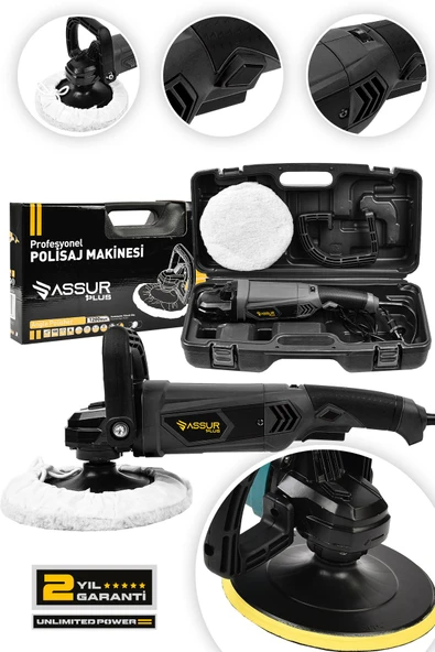 Assur 1200W Polisaj Makinesi Devir Ayarlı 6 Kademeli 180mm Pasta Cila ürün görseli