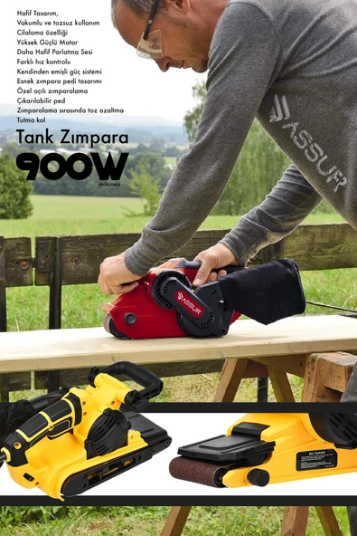 Assur 900W Elektrikli Vakumlu Tozsuz Cila Özellikli Tank Zımpara Makinesi - 2