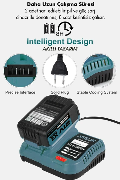 Assur 21V 6 Başlıklı Set Hava Pompası Vidalama Somun Sıkma Dal Budama Tilki Kuyruğu Taşlama - 2