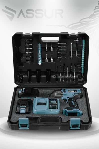 Assur 21V Çift Akülü Şarjlı Matkap 800Nm Torklu Somun Sıkma Sökme - Resim 2