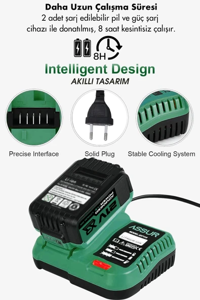 Assur 21V Çift Akülü 125mm Kömürsüz Şarjlı Taşlama - 3