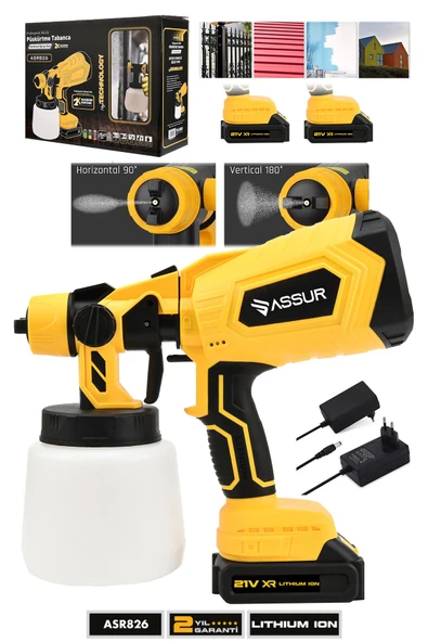 Assur Plus 21V Çift Akülü 300 Mm Vernik Sprey Boya Püskürtme Makinesi