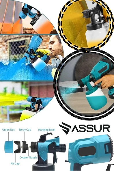Assur Profesyonel 21V Çift Akülü 300 Mm Vernik Sprey Boya Püskürtme Makinesi - 2