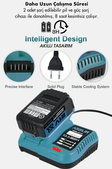 Assur Plus 21V Çift Akülü Vidalama Darbeli Kömürsüz 800Nm 10 Pilli Bijon Somun Sökme Sıkma - 2