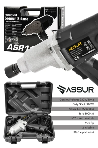 Assur Elektrikli 900W 300Nm Somun Sıkma Sökme Makinesi - 3