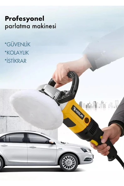 Assur 1200W Polisaj Makinesi Devir Ayarlı 6 Kademeli 180mm Pasta Cila - 2