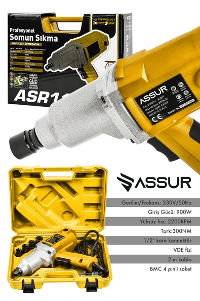 Assur Elektrikli 900W 300Nm Somun Sıkma Sökme Makinesi - 3