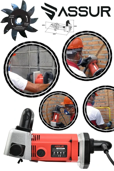 Assur 2000 W Kanal Açma Makinası Ağır Şantiye Seri Kullanım Turbo Motor - 2