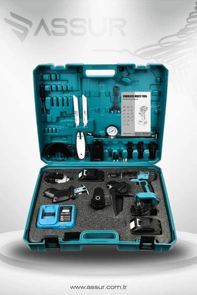 Assur 21V 6 Başlıklı Set Hava Pompası Vidalama Testere Tilki Kuyruğu Taşlama Somun Sökme - 3