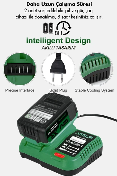 Assur Profesyonel 12V Çift Akülü Vidalama 84 Parça & 12 Köşe 360° Lazer Hizalama Set - 4