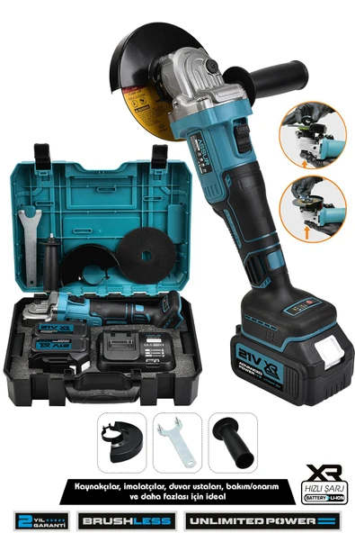 Assur 21V Çift Akülü 125mm Kömürsüz Şarjlı Taşlama