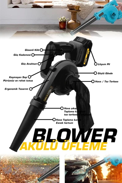 Assur Profesyonel 21v Çift Akülü Kompresör Şarjlı Hava Üfleme Makinesi - 2