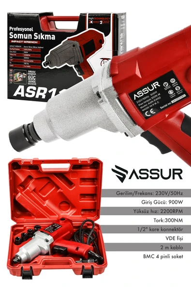 Assur Elektrikli 900W 300Nm Somun Sıkma Sökme Makinesi - 3