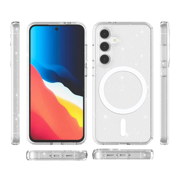 Galaxy S24 FE Kılıf M-safe Şarj Özellikli Parlayan Simli Saydam Renkli Zore Allstar Kapak - 5