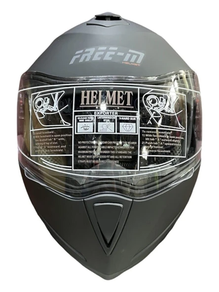 FR-961 Çene Açılır Kask Mat Siyah - Resim 3